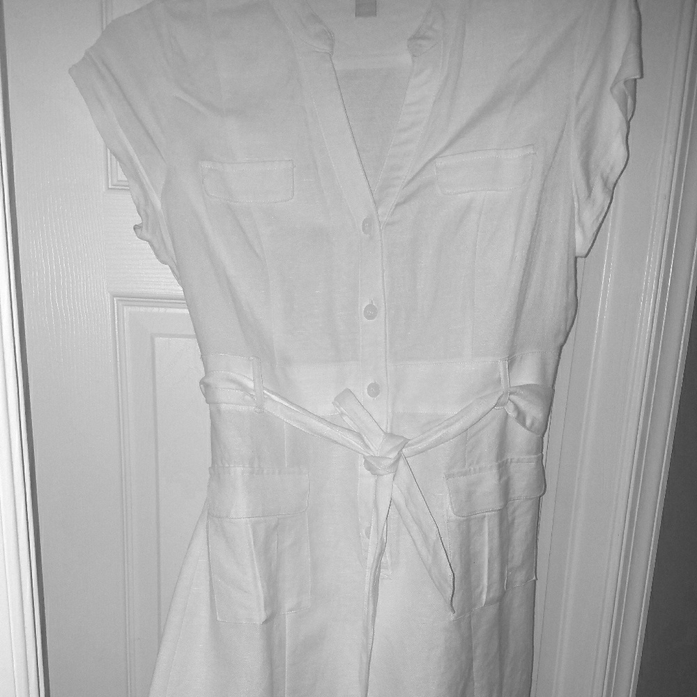 Banana republic white linen business casual dress